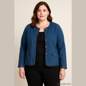 Belongings‎ Womens Size XL Denim Jean Blazer Cardigan Classic 16/18